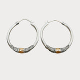 Eloura™ Carved Pattern Silver Hoop Earrings
