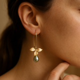 Eloura™ Golden Leaf with Pearl Elegance Earrings