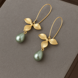 Eloura™ Golden Leaf with Pearl Elegance Earrings