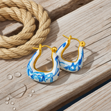 Eloura™ Golden Blue and White Earrings