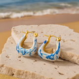 Eloura™ Golden Blue and White Earrings