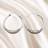 Eloura™ Carved Pattern Silver Hoop Earrings