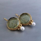 Eloura™ Retro Green Stone Pearl Earrings