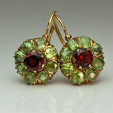 Eloura™ Retro Green & Red Crystal Earrings