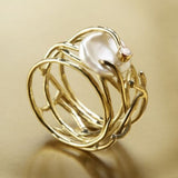 Eloura™ Thin Gold and Pearl Ring