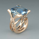 Eloura™ Vintage Rose Gold Ring with Blue Zirconia