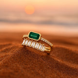 Eloura™ Green and White Stone Gold Ring