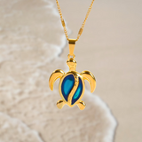 Eloura™ Blue Opal Gold Turtle Necklace