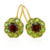 Eloura™ Retro Green & Red Crystal Earrings