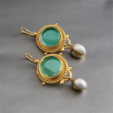 Eloura™ Vintage Pearl with Gemstone Earrings