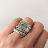 Eloura™ Vintage Silver & Turquoise Glass Ring Set