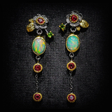 Eloura™ Boho Earrings with Opal and Red Zirconia