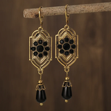 Eloura™ Vintage Black Crystal Drop Earrings