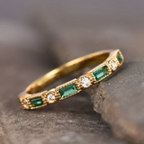 Eloura™ Green Inlay Zirconia Gold Ring